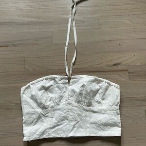 White Eyelet Halter Top